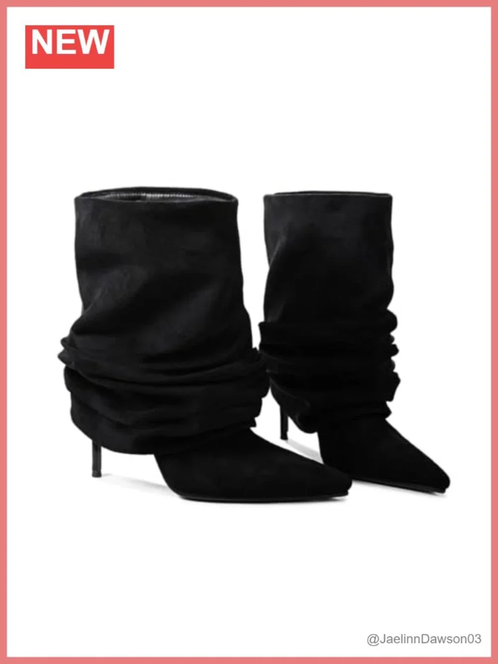 Slouchy Ankle Boots Pointed Toe Stiletto Heel Pull-On Suede Boots Women